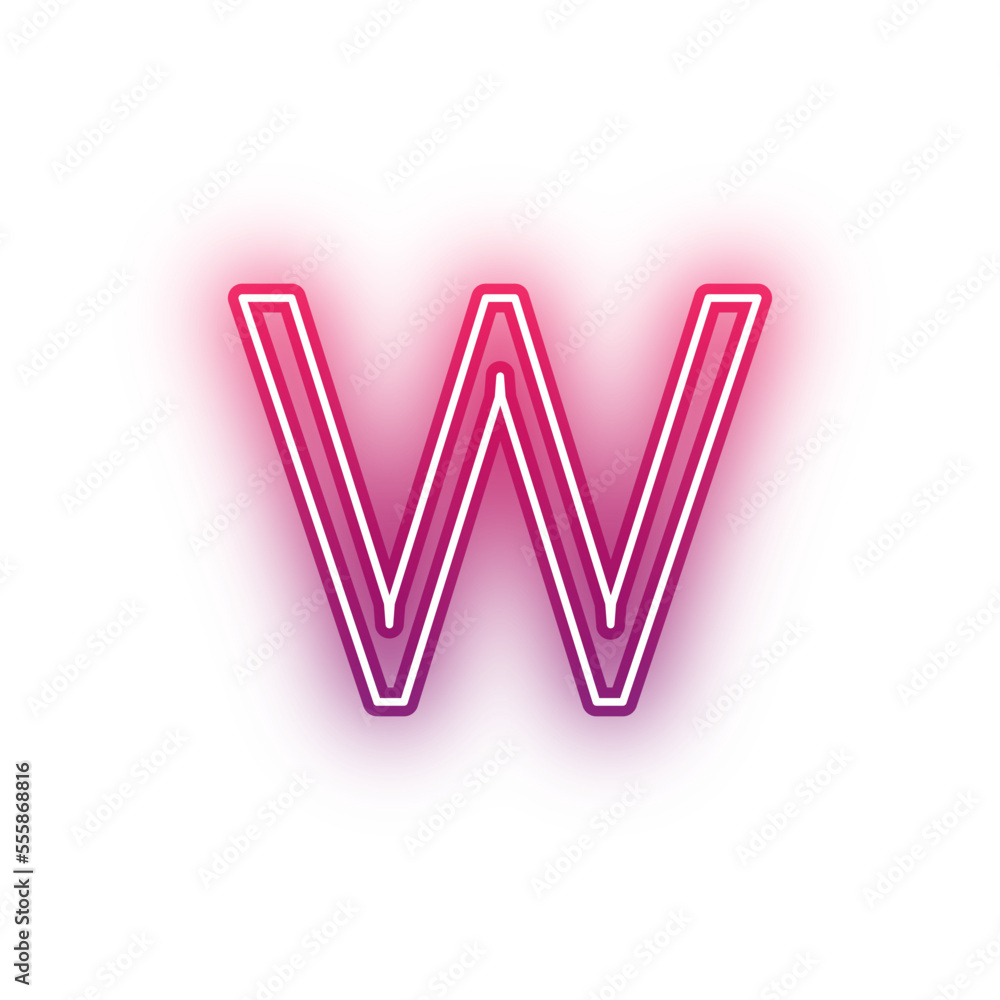 Neon light red alphabet lowercase w outline Neon light red alphabet lowercase w outline