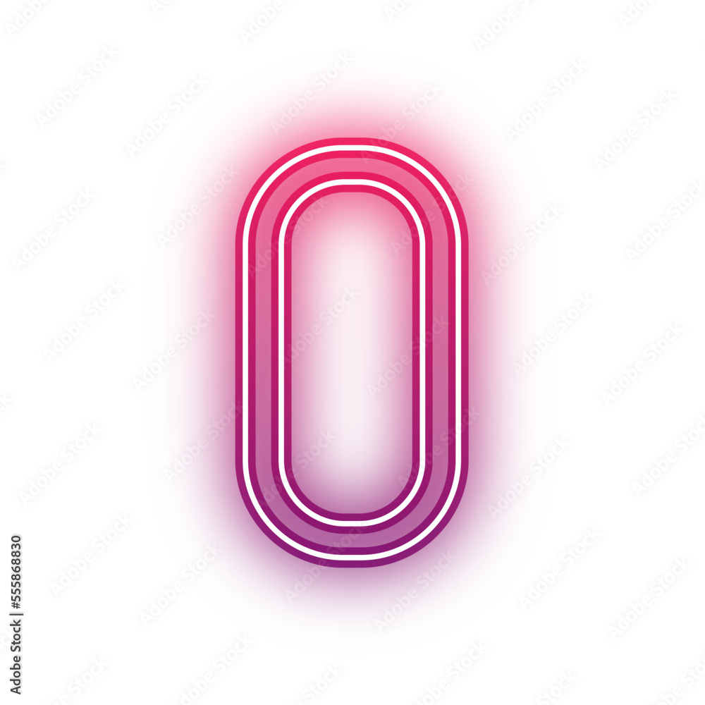 Neon light red alphabet zero 0 outline Neon light red alphabet zero 0 outline