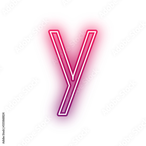 Neon light red alphabet lowercase y outline