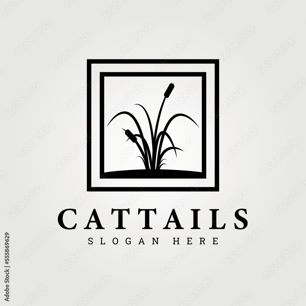 cattails logo vector illustration design, icon, minimalist logo