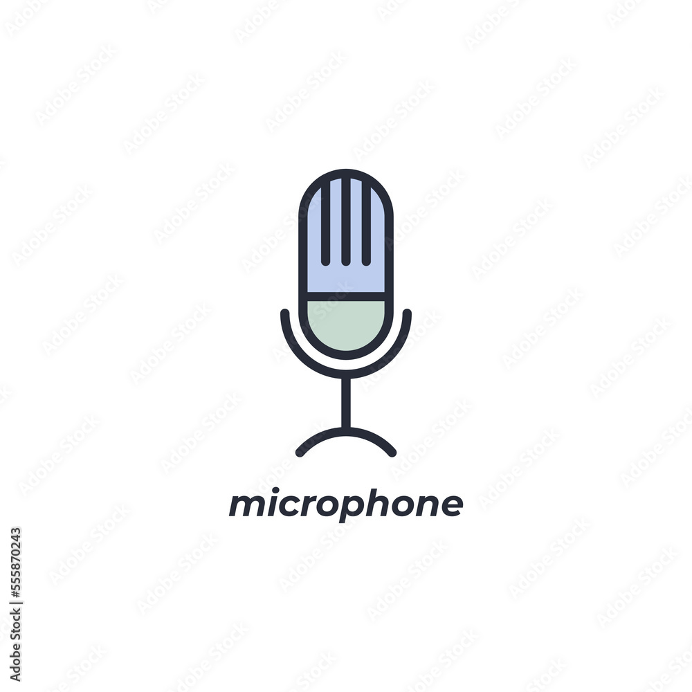 Vector sign microphone symbol is isolated on a white background. icon color editable. Vector sign microphone symbol is isolated on a white background. icon color editable.