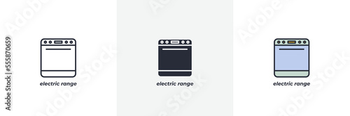 electric range icon. Line, solid and filled outline colorful version, outline and filled vector sign. Idea Symbol, logo illustration. Vector graphics
