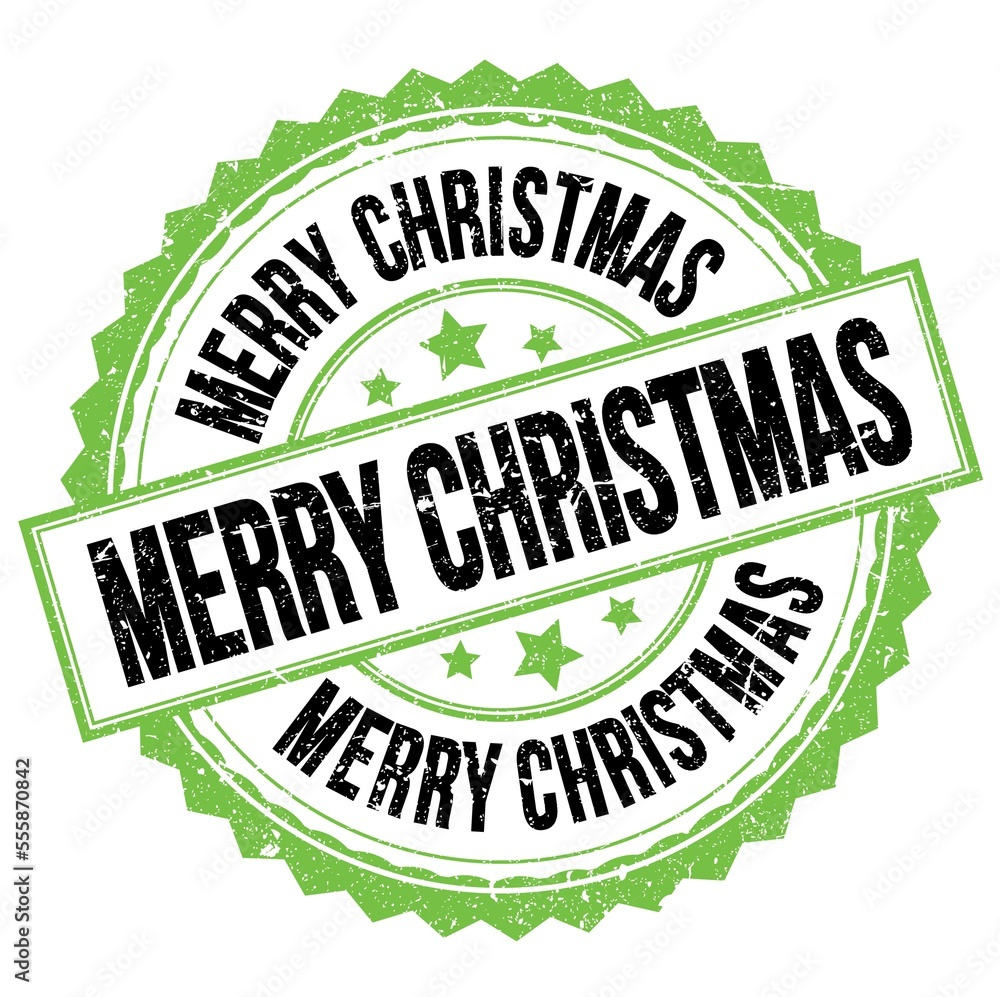 MERRY CHRISTMAS text on green-black round stamp sign MERRY CHRISTMAS text on green-black round stamp sign