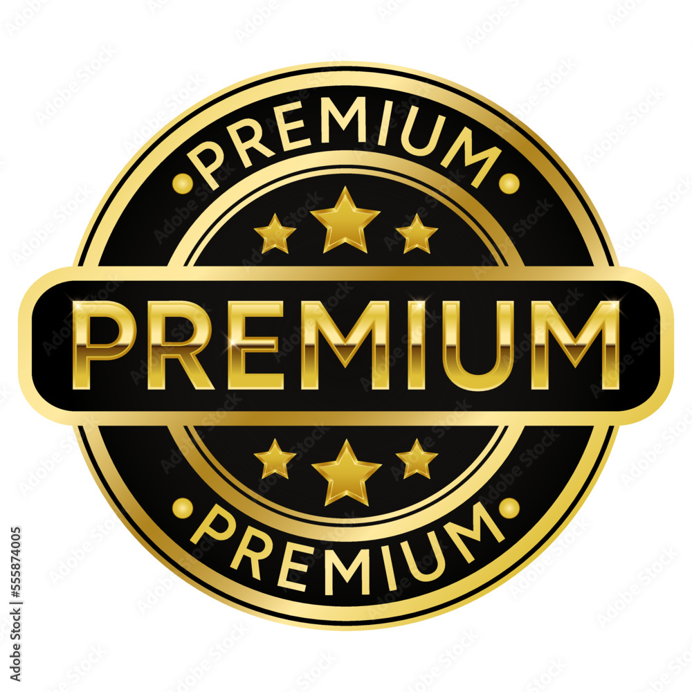 Gold Premium stamp sticker with Stars vector illustration