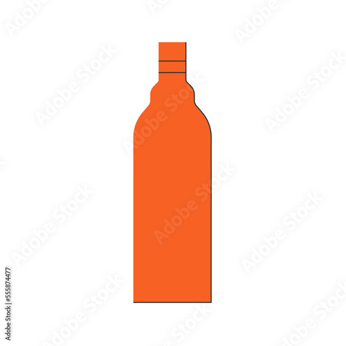 Bottle of rum, great design for any purposes. Flat style. Color form. Party drink concept. Icon bottle with cap on white backgrounds. Simple image shape with a thin line of shadow