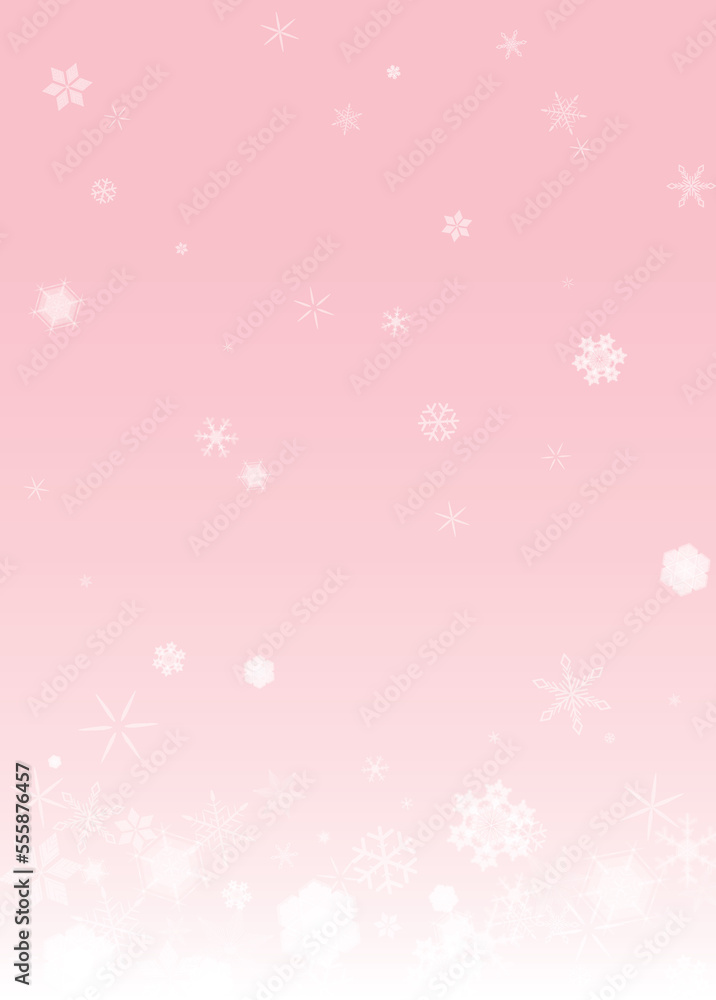 かわいいピンク色の雪背景素材　A4縦型　グラデーション　ベクター