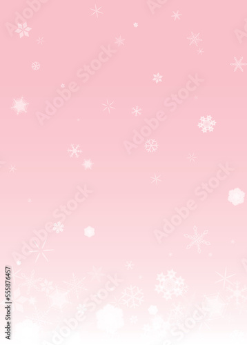 Fototapeta Naklejka Na Ścianę i Meble -  かわいいピンク色の雪背景素材　A4縦型　グラデーション　ベクター