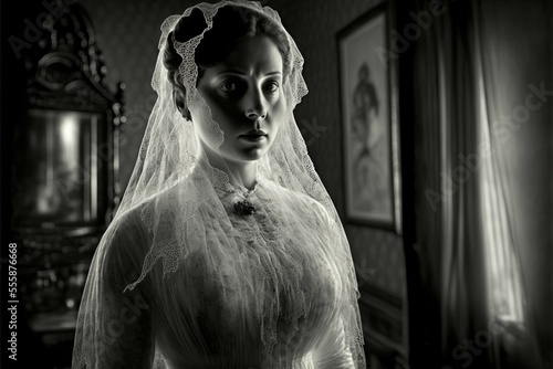 Ghost of a Victorian Woman. Generative AI, non-existent person.