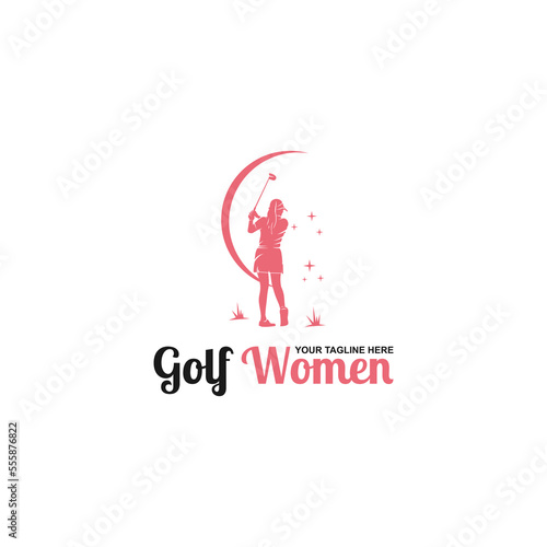 Women's golf sports logo design - vector illustration, women's golf sports emblem design. Suitable for your design need, logo, illustration, animation, etc.