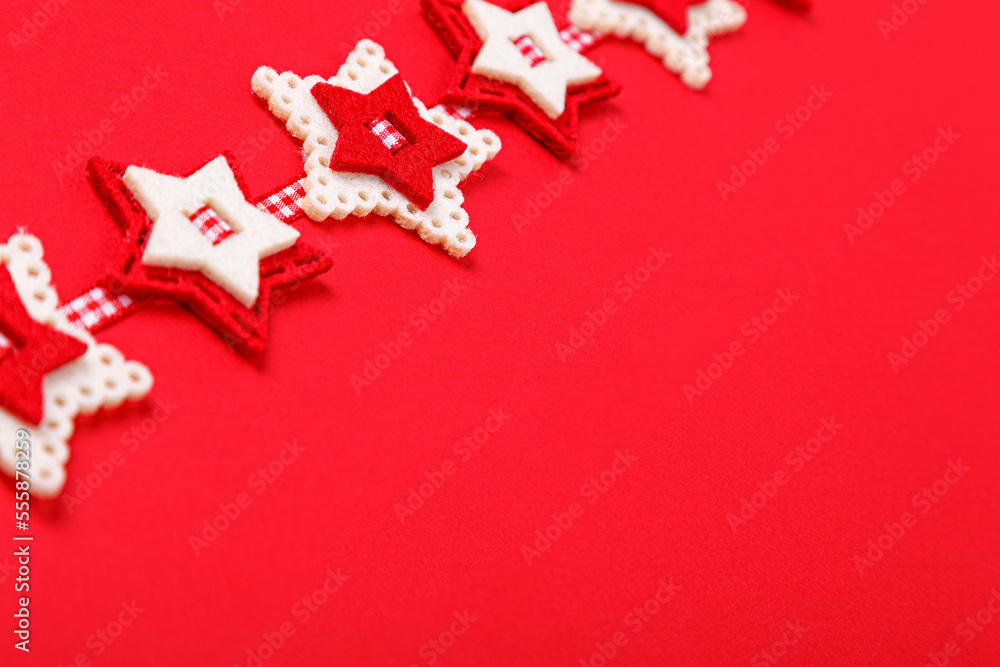 Christmas garland on a red background Christmas garland on a red background