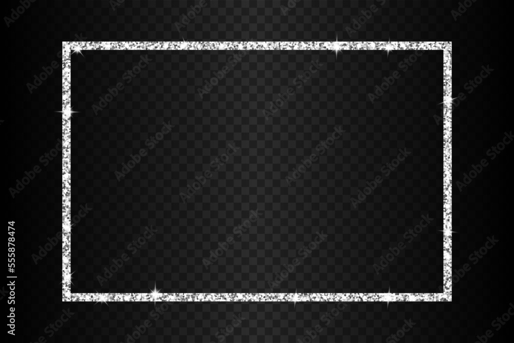 rectangle silver glitter frame, 3:2 scale ratio border template with