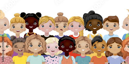 Seamless pattern background children of different nationalities