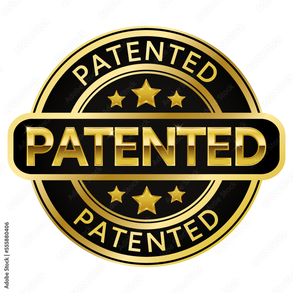 Gold Patented stamp sticker with Stars vector illustration