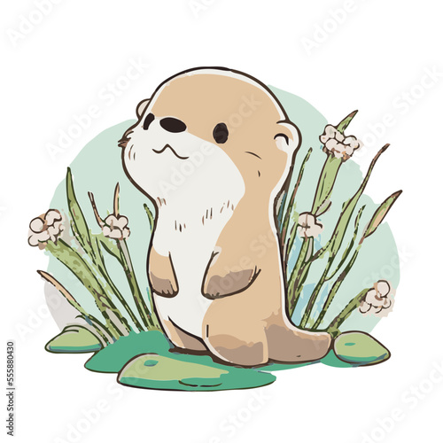 Cute Children Illustration Baby Animal Funny Book Vector cat Meercat Otter