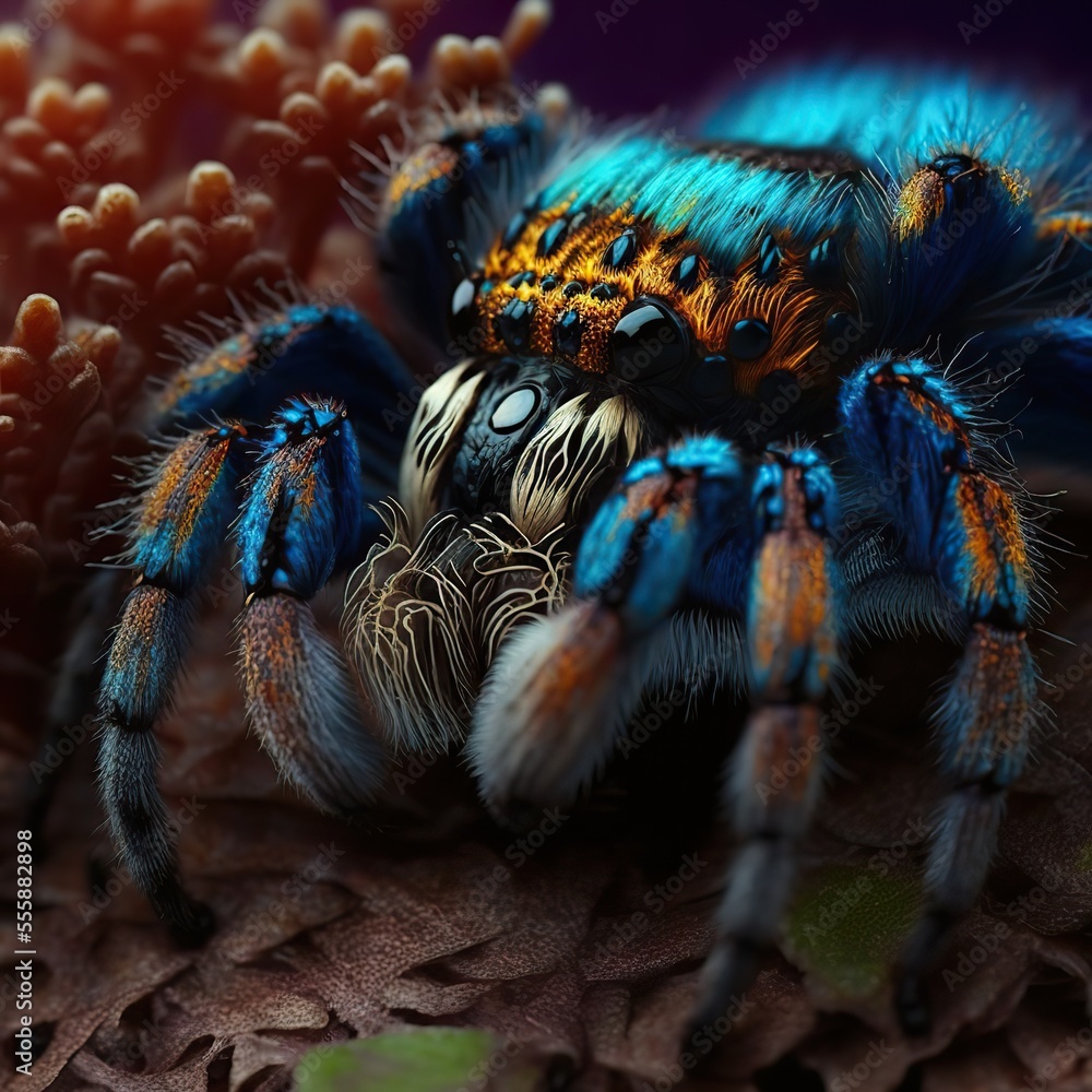 Brazilian Jewel Tarantula (Typhochlaena seladonia). Macro. Generative