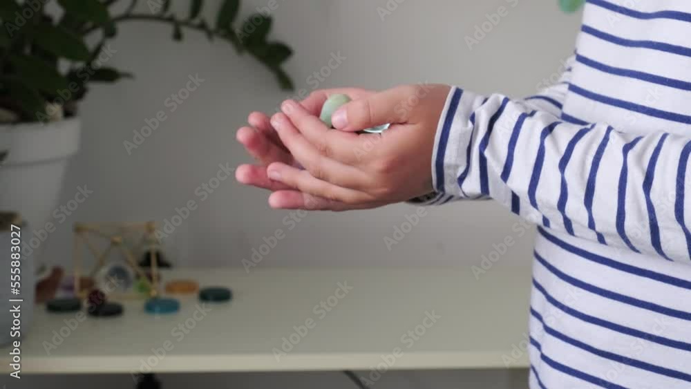 little girl with gem stones in her hands little girl with gem stones in her hands