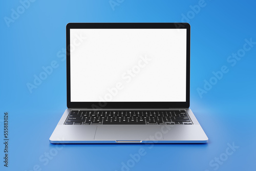 laptop isolated with transparent screen and blue background