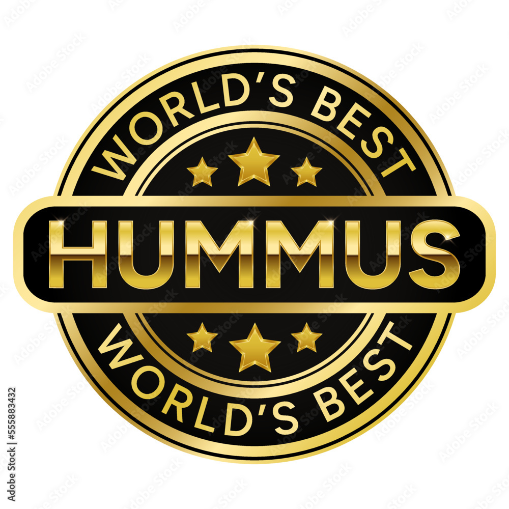 Gold World's Best Hummus stamp sticker vector illustration