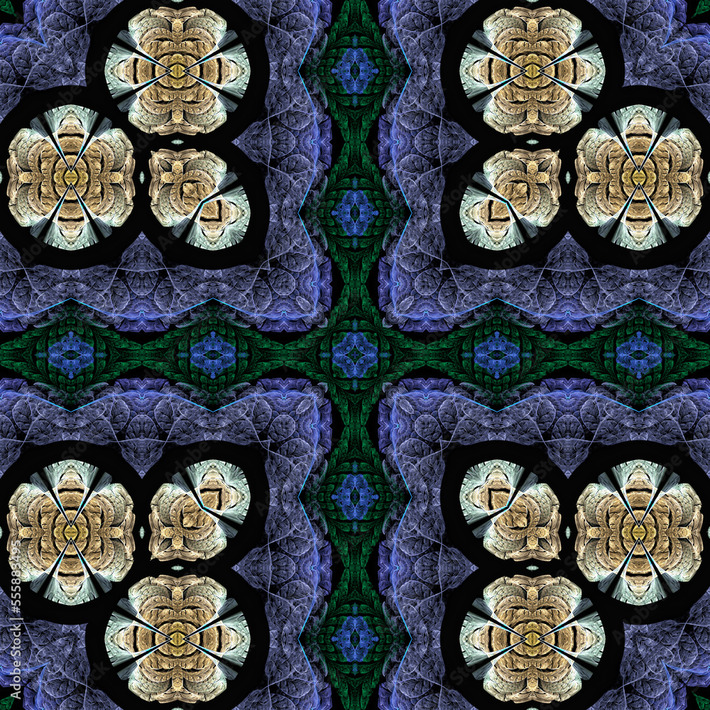 3d effect - abstract kaleidoscopic geometric fractal pattern 