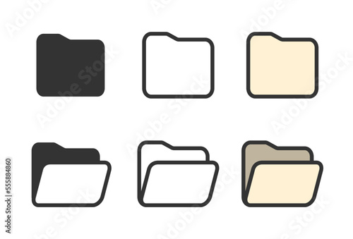 Folder icons. File folder document symbols. Computer file folders. Vector stock illustration. 
