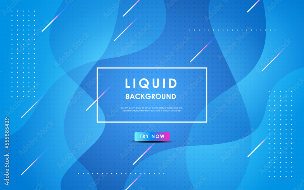 Abstract blue liquid color background. Dynamic texture geometric element design with dots decoration. eps10 vector