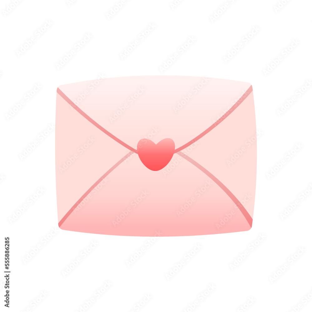 Pink envelope with heart. Valentine's day decoration. Isolated cartoon vector illustration Pink envelope with heart. Valentine's day decoration. Isolated cartoon vector illustration