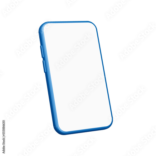 Smartphone 3d icon. template with white screen. Isolated object on transparent background