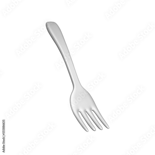 Fork 3d icon. cutlery. Isolated object on transparent background