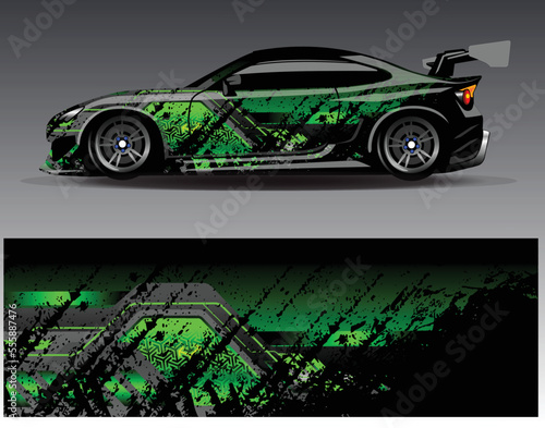 Car wrap design vector. Graphic abstract stripe racing background kit designs for wrap vehicle  race car  rally  adventure and livery