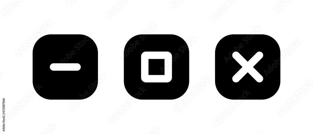 Minimize, maximize, and close icon vectors. App window button Minimize, maximize, and close icon vectors. App window button