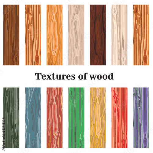 Set of textures of wood in vector
