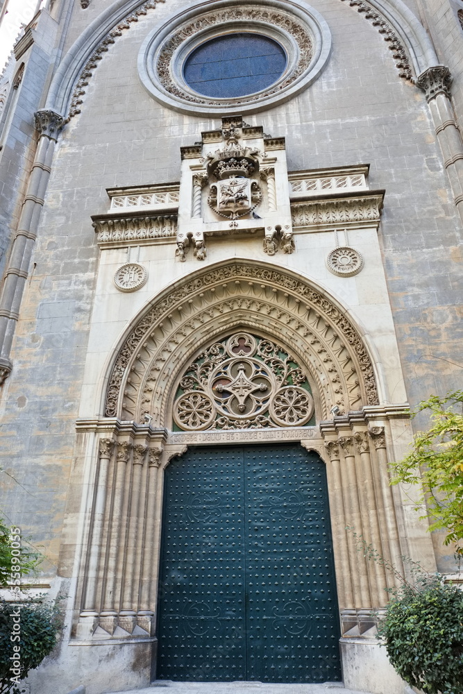 Gothic facade of the church of San Vicente Ferrer in Valencia with pinnacles