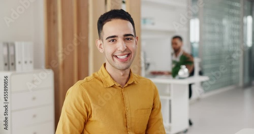 Wallpaper Mural Face, leadership and business man in office ready for goals, targets or challenge. Boss, ceo and happy, proud or confident male entrepreneur with vision, mission and laughing for success in workplace Torontodigital.ca