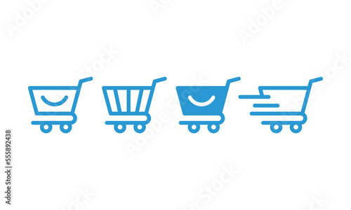 shopping cart logo set. modern minimalist for happy shopping vector design illustration.