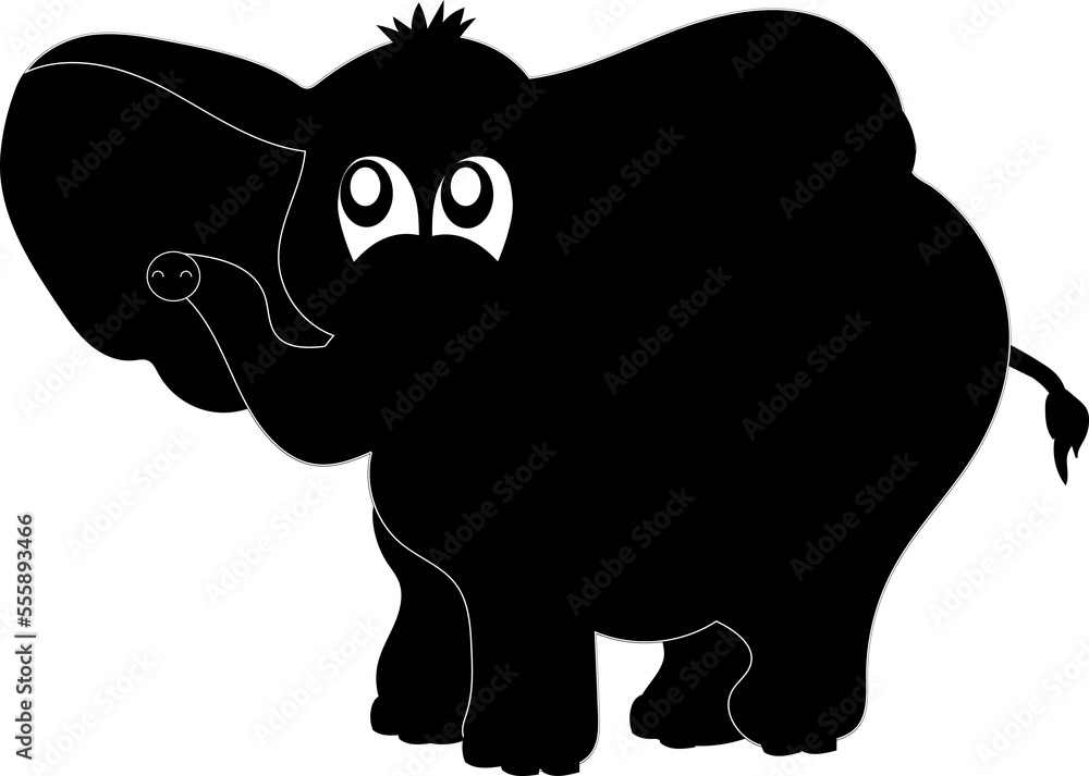 Obraz premium Elephants are the largest land animals on Earth. Cartoon. Silhouette