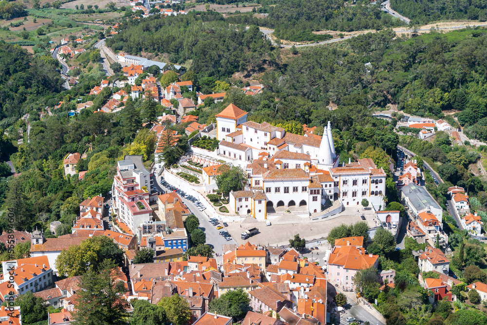 Aerial view of National Palace of Sintra, Portugal