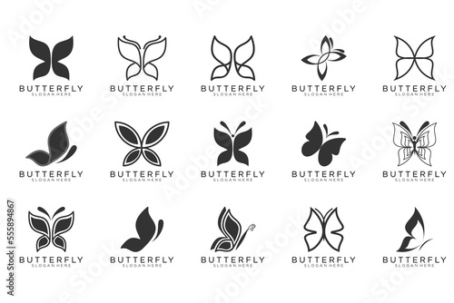 Butterfly logo vector set black