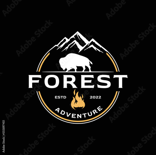 travel badge with pine trees textured vector illustration and "forest adventure" inspirational, animal deer,vector, animal wolf vector, logo vector	
travel badge with pine trees textured vector illust