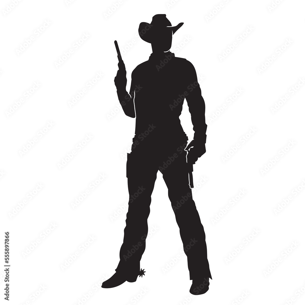 illustration of American Cowboy. isolated vector black silhouette. illustration of American Cowboy. isolated vector black silhouette.