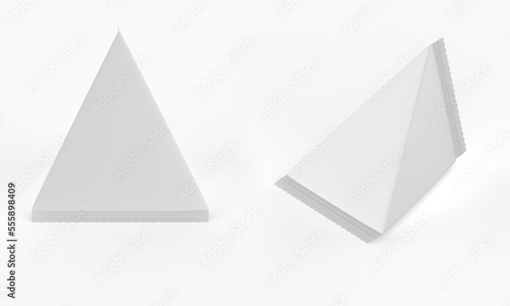 Paper Triangular Package Mockup Isolated On White Background. 3d Illustration Paper Triangular Package Mockup Isolated On White Background. 3d Illustration