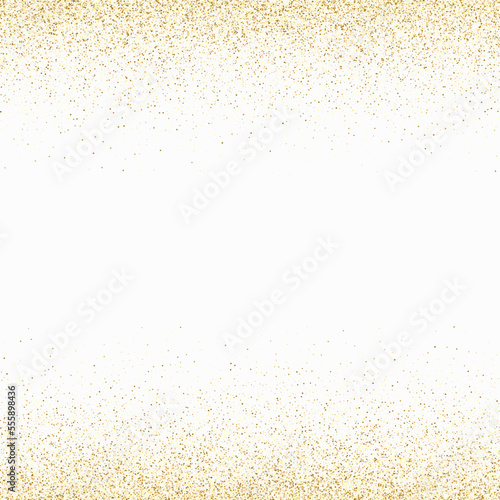 Background gold glitters on white. Vector glitter, gold dust.