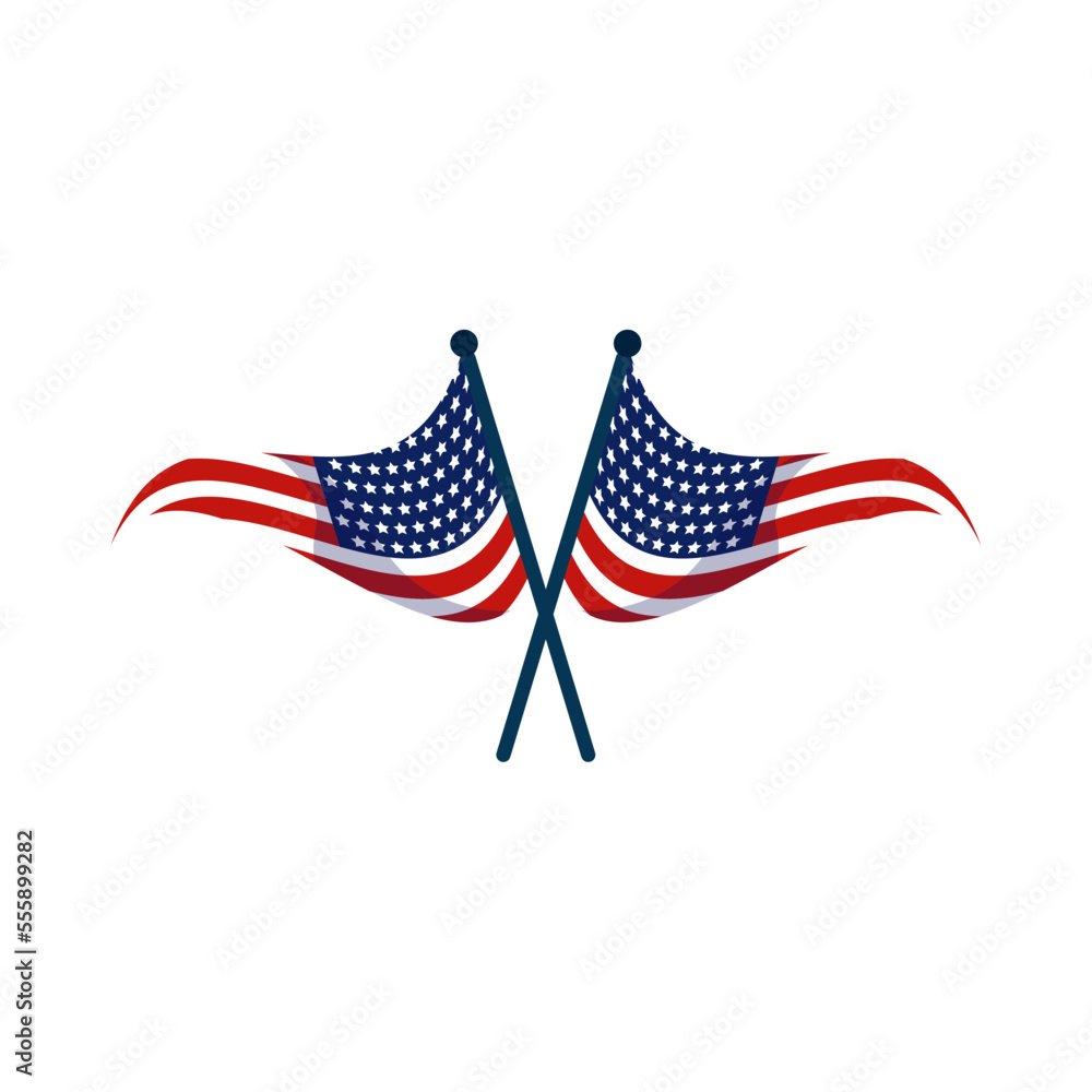 Obraz premium crossed american flags