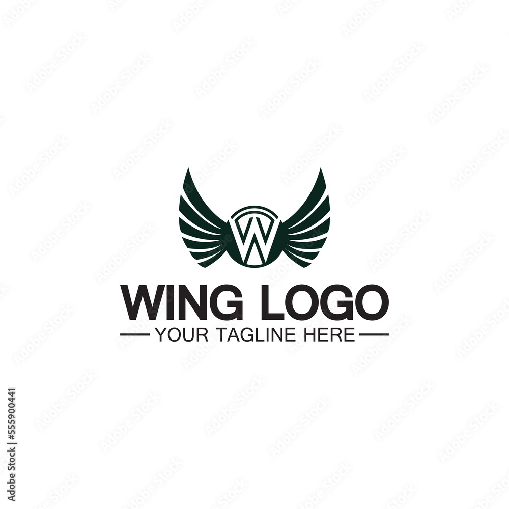 W letter for wings logo design, combination w letter and wings W letter for wings logo design, combination w letter and wings