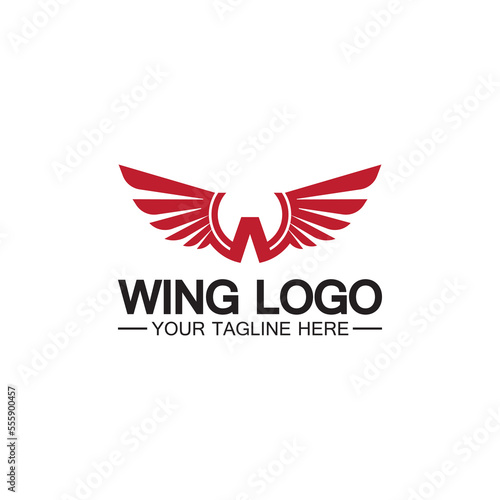 W letter for wings logo design, combination w letter and wings