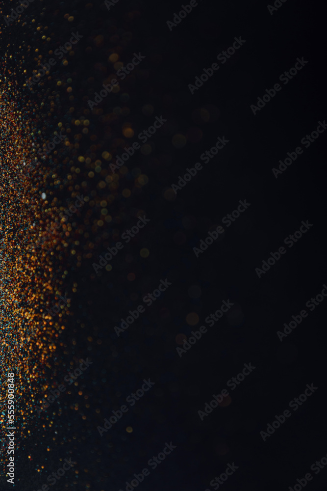 Abstract background of blurred colourful glitter for design. Lights bokeh dis focus. Christmas background