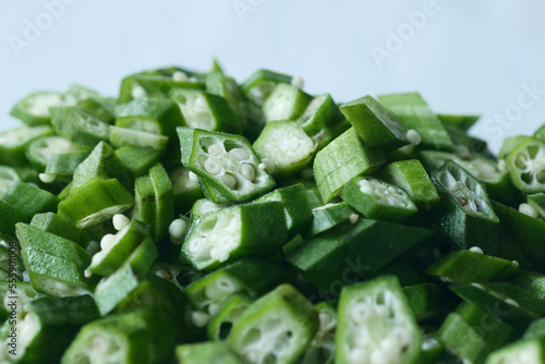 Fresh okra isolated on white background