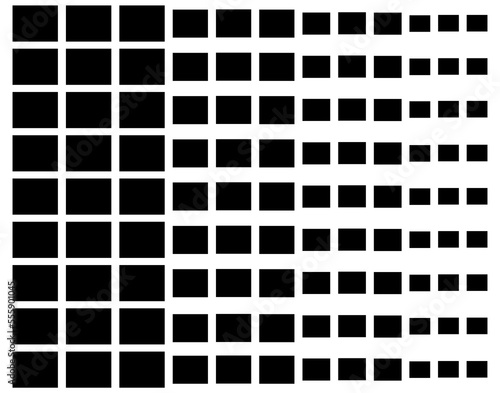Black rectangles different sizes, geometric shape isolated on white background