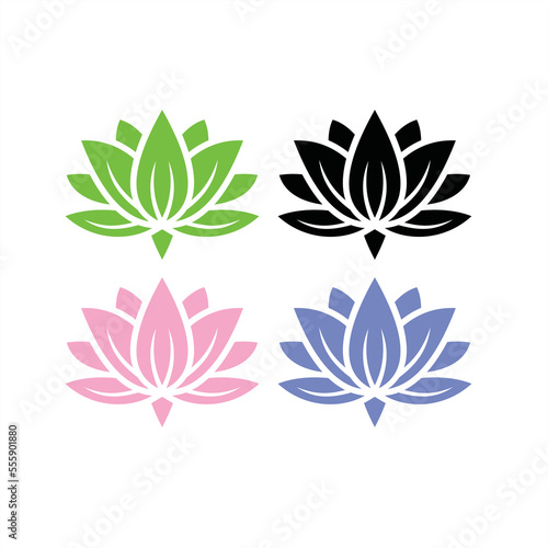 lotus flower logo simple color illustration design vector style for spa or yoga