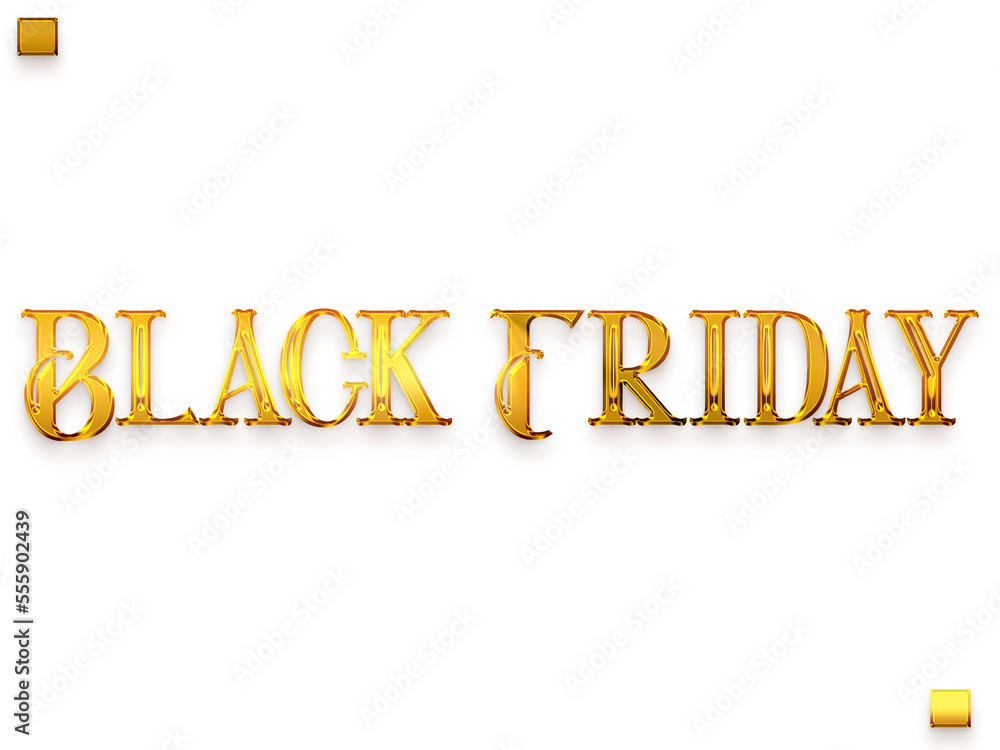 Fototapeta premium Black Friday Transparent PNG Golden Bold Stylish Text