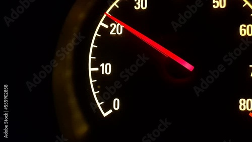 The tachometer needle goes up